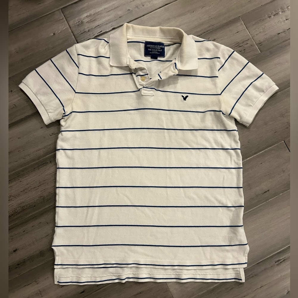 American Eagle Outfitters The Eagle POLO, Medium, White & Blue